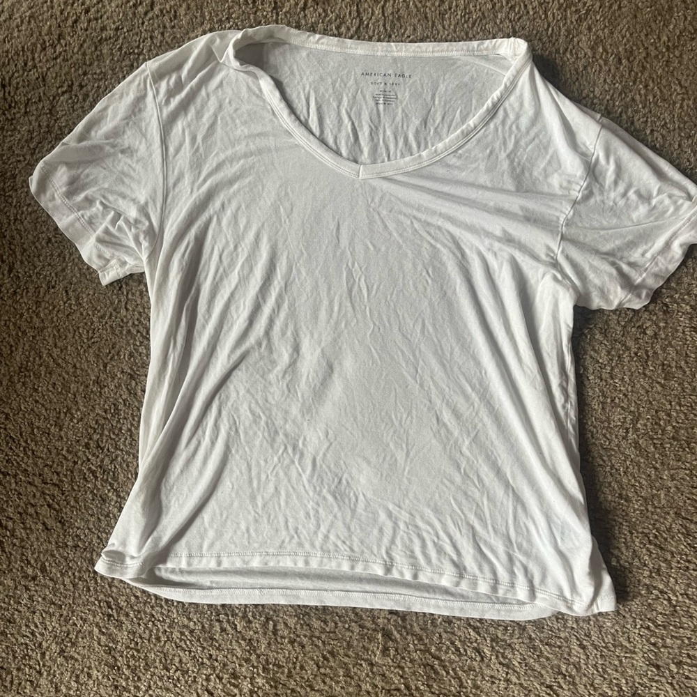 American Eagle Outfitters White Relaxed Short Sleeve T-Shirt